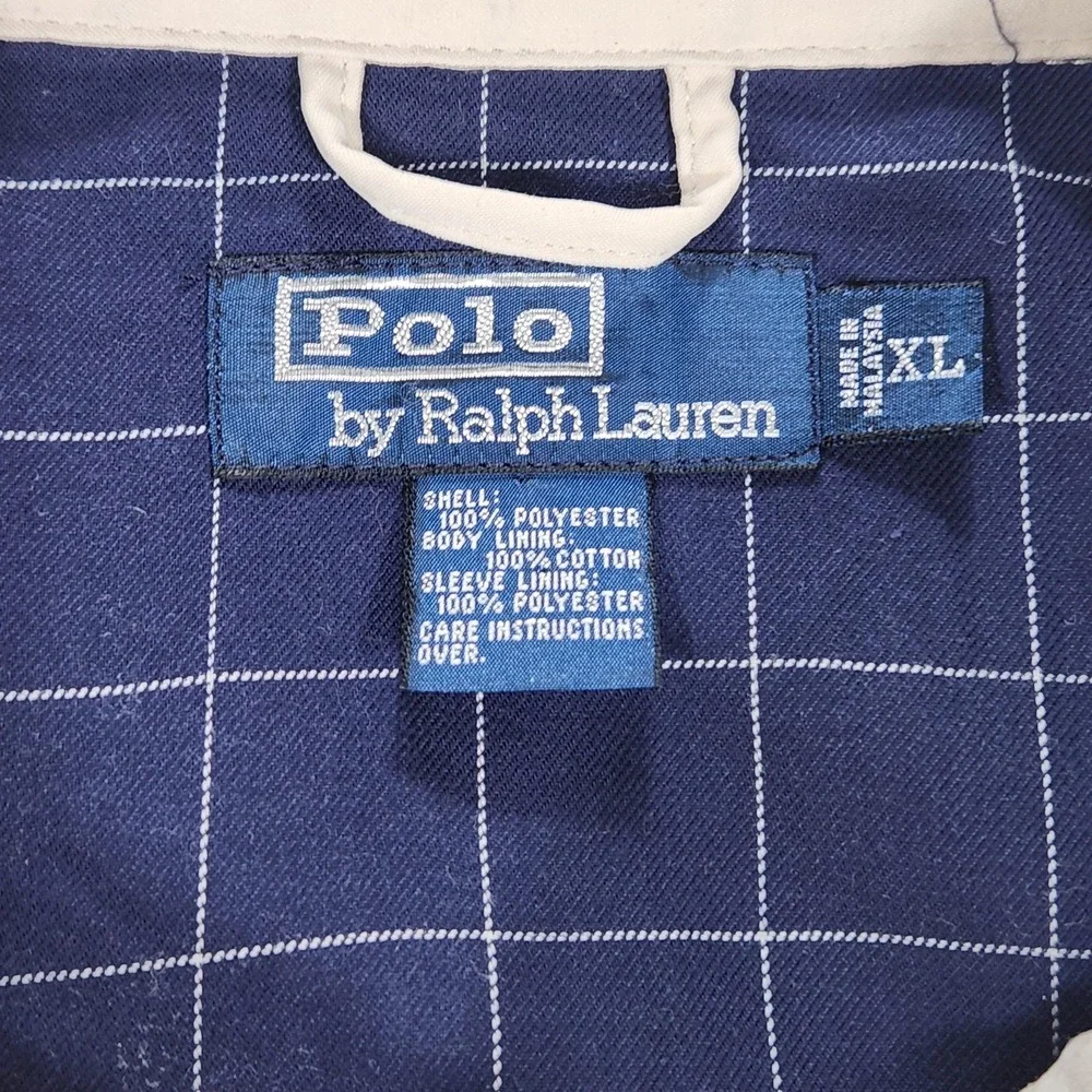 Polo Ralph Lauren Jacket Mens XL Beige Bi Swing Full Zip Plaid Lined